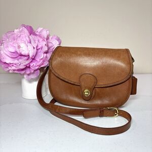 Vintage Coach Prairie 9954 Turnlock Crossbody Bag Brown Leather Satchel Brit 90s